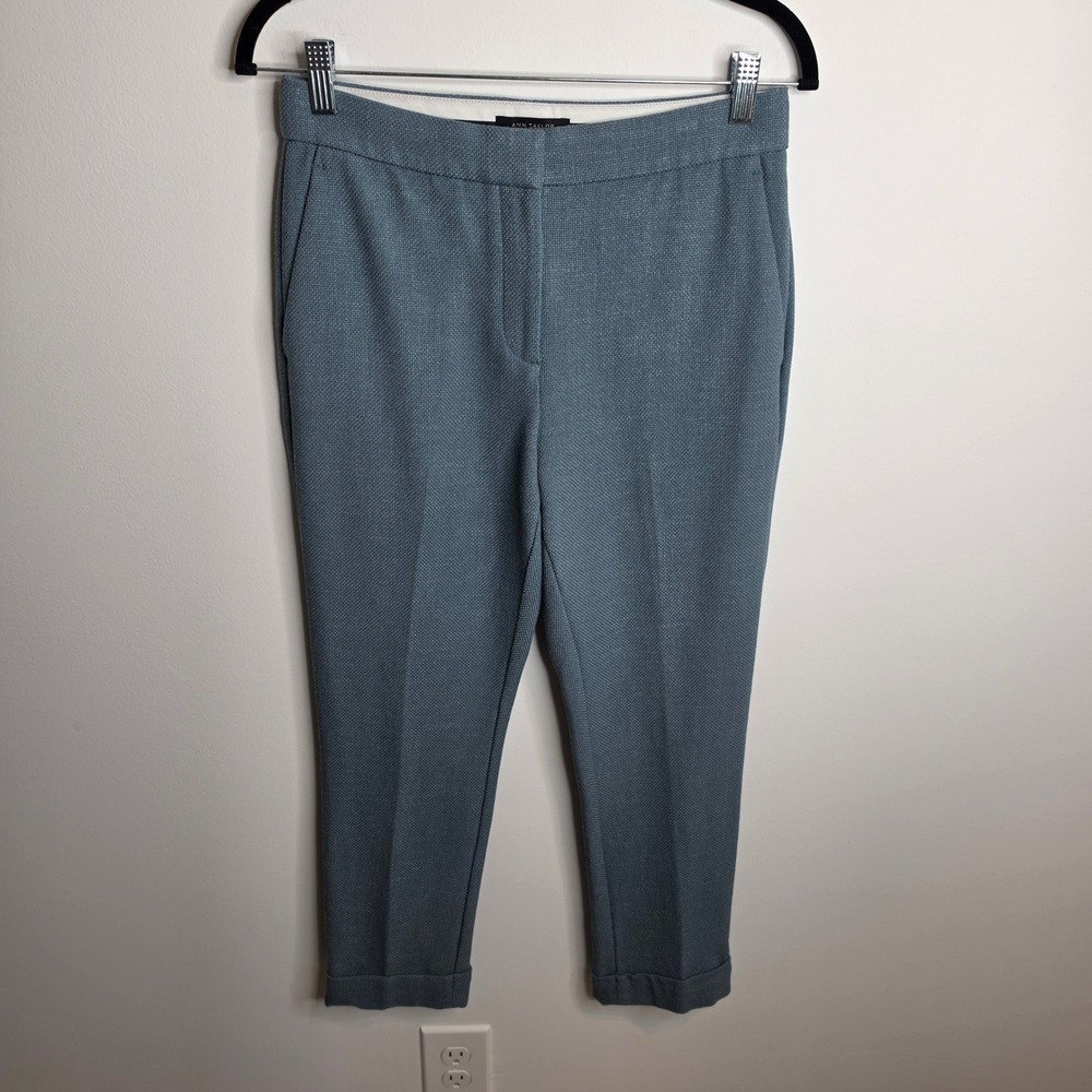 Ann Taylor Dress Pants Women 4P Textured Ankle Blue